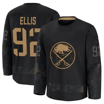 Men's Colten Ellis Buffalo Sabres ＃92 Premium Black 2024 Military Appreciation Practice Jersey