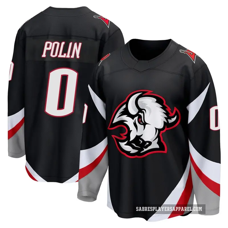 Men's Jason Polin Buffalo Sabres ＃0 Breakaway Black Alternate Jersey