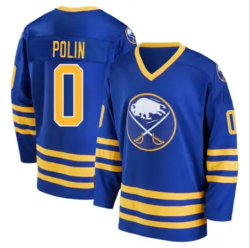 Men's Jason Polin Buffalo Sabres ＃0 Breakaway Royal Premier Heritage Jersey
