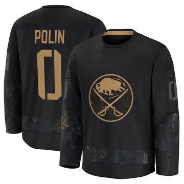 Men's Jason Polin Buffalo Sabres ＃0 Premium Black 2024 Military Appreciation Practice Jersey
