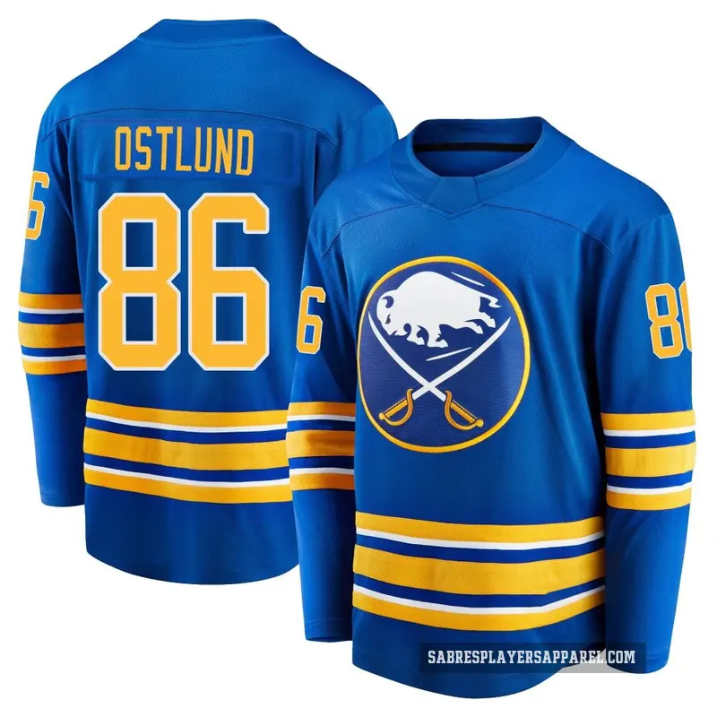 Men's Noah Ostlund Buffalo Sabres ＃86 Breakaway Royal Premier Home Jersey