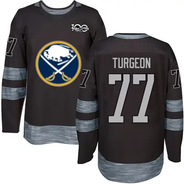 Men's Pierre Turgeon Buffalo Sabres ＃77 Authentic Black 1917-2017 100th Anniversary Jersey