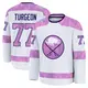 Men's Pierre Turgeon Buffalo Sabres ＃77 Premium White 2024 Hockey Fights Cancer Practice Jersey