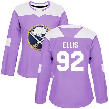 Women's Colten Ellis Buffalo Sabres ＃92 Authentic Purple Fights Cancer Practice Jersey