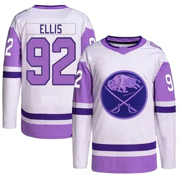 Youth Colten Ellis Buffalo Sabres ＃92 Authentic White/Purple Hockey Fights Cancer Primegreen Jersey