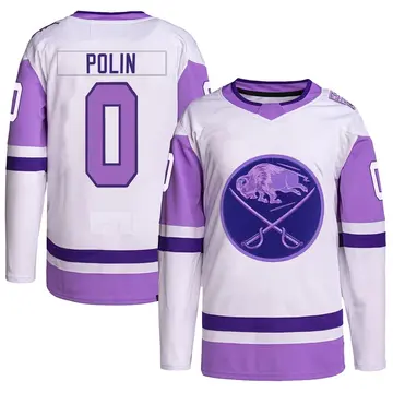 Youth Jason Polin Buffalo Sabres ＃0 Authentic White/Purple Hockey Fights Cancer Primegreen Jersey