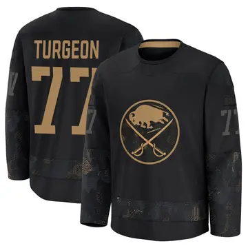 Youth Pierre Turgeon Buffalo Sabres ＃77 Premium Black 2024 Military Appreciation Practice Jersey